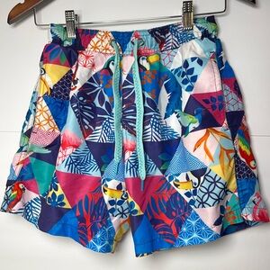 Surf Society Swimwear Men's Drawstring Lined Trunk Shorts Birds Small